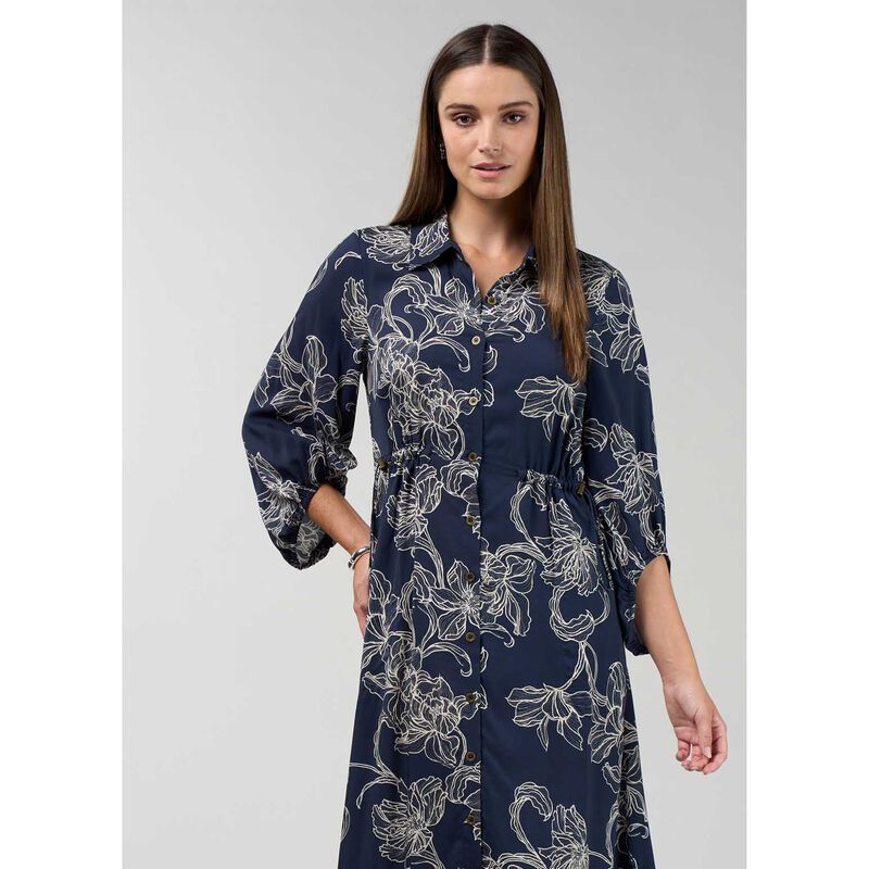 Madly Sweetly Blueprint Shirt Dress image number 2